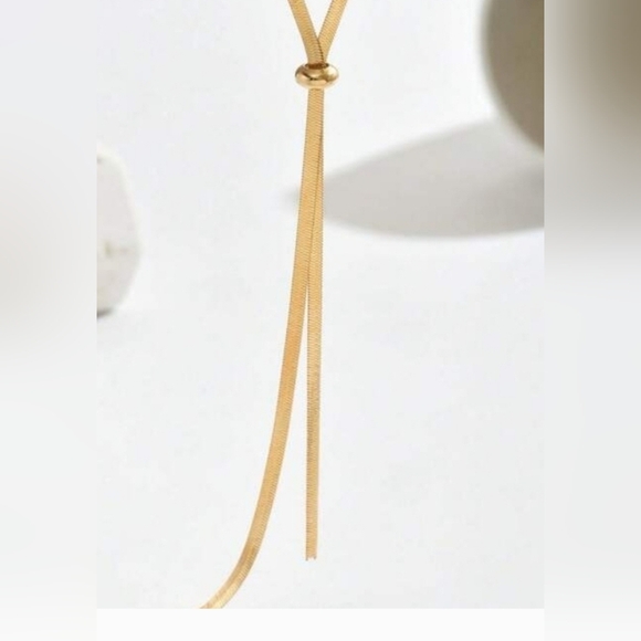 Elegant Gold Lariat Necklace - Picture 5 of 6